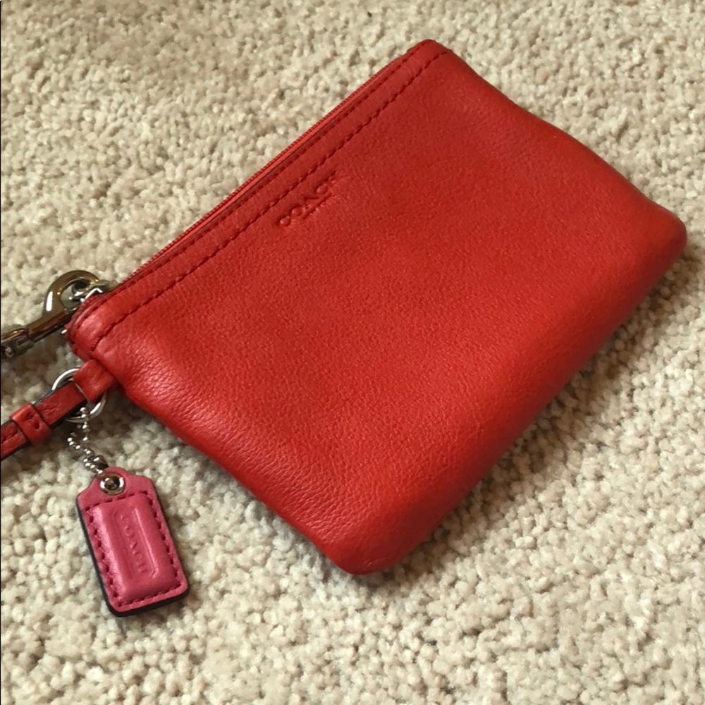 COACH bright red wristlet